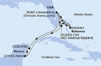 MSC Seashore - USA, Bahamy, Mexiko (z Port Canaveralu)