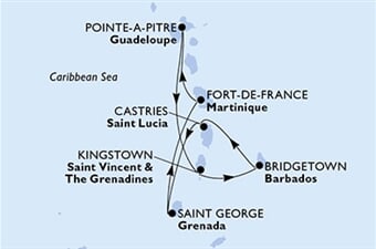 MSC Virtuosa - Guadeloupe, Sv.Vincenc a Grenadiny, Barbados, Sv.Lucie, Grenada, ... (Pointe-a-Pitre)