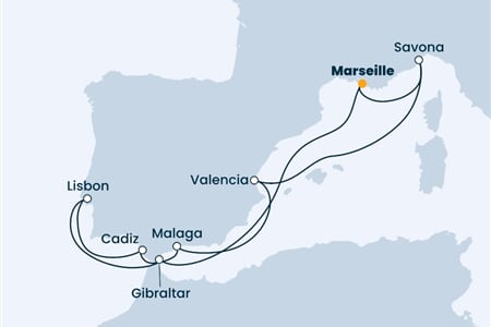 Costa Favolosa - Francie, Velká Británie, Portugalsko, Španělsko, Itálie (z Marseille)