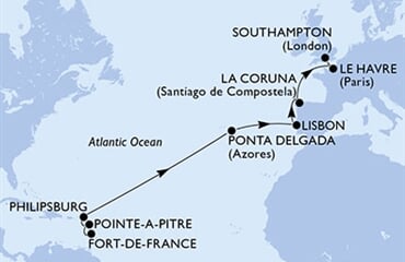 MSC Virtuosa - Martinik, Guadeloupe, Nizozemské Antily, Brazílie, Portugalsko, ... (Fort-de-France)