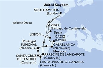 MSC Virtuosa - Velká Británie, Portugalsko, Španělsko, Maroko (ze Southamptonu)