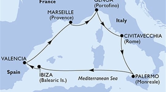 MSC Grandiosa - Itálie, Španělsko, Francie (z Janova)