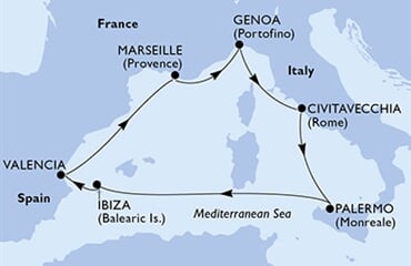 MSC Grandiosa - Itálie, Španělsko, Francie (z Civitavecchie)