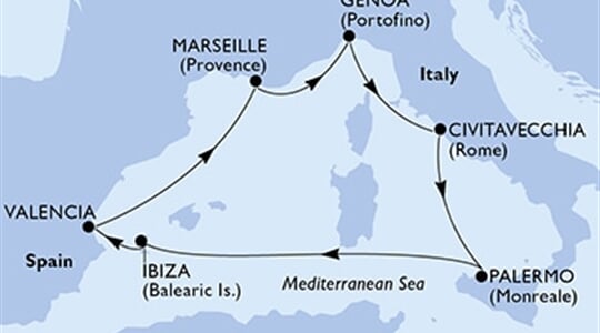 MSC Grandiosa - Španělsko, Francie, Itálie (Valencie)