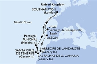 MSC Virtuosa - Velká Británie, Brazílie, Španělsko, Portugalsko (ze Southamptonu)