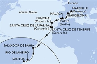 MSC Lirica - Francie, Španělsko, Portugalsko, Brazílie (z Marseille)