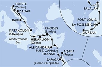 MSC Splendida - Itálie, Chorvatsko, Řecko, Egypt, Jordánsko, ... (Bari)