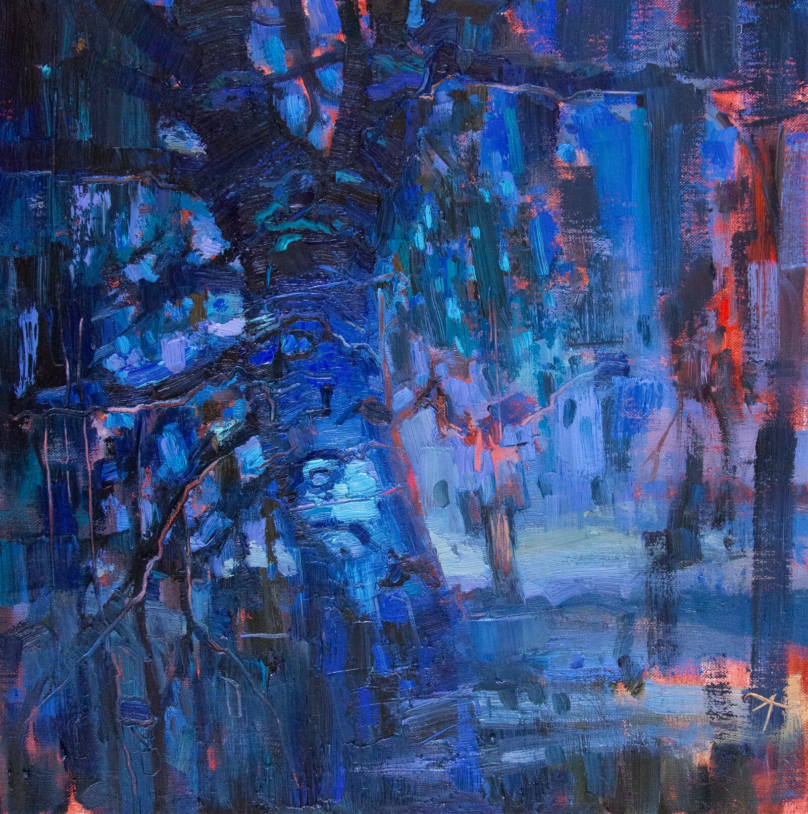 Adéla Topolová: Březová modrá, 50 × 50 cm
