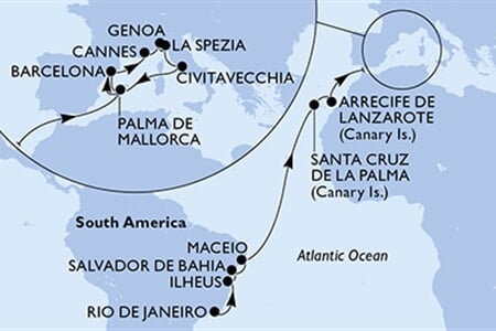 MSC Seaview - Brazílie, Španělsko, Francie, Itálie (z Rio de Janeira)