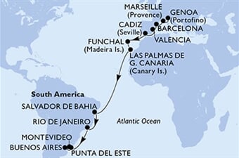 MSC Musica - Itálie, Francie, Španělsko, Portugalsko, Brazílie, ... (z Janova)