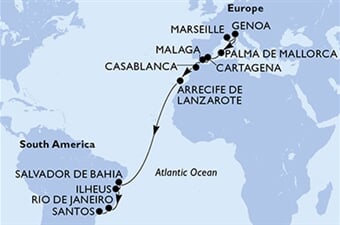 MSC Seaview - Francie, Itálie, Španělsko, Maroko, Brazílie (z Marseille)