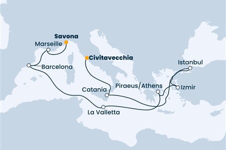 Costa Fortuna - Itálie, Turecko, Řecko, Malta, Španělsko, ... (z Civitavecchie)