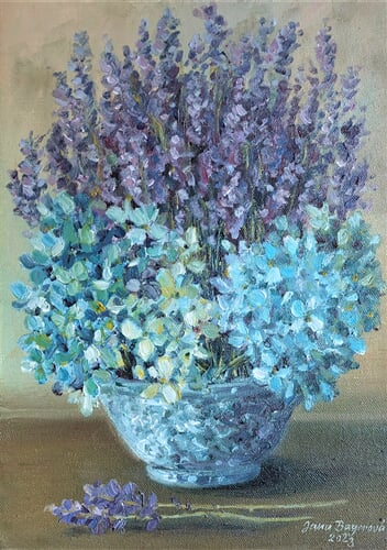 kytice s pivoňkami, olej na plátně 25 x 35 cm. (2)