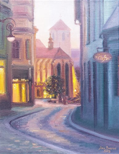 Boskovice kostel Sv. Jakuba staršího, olej na plátně 45 x 35 cm