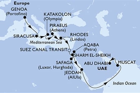 MSC Opera - Itálie, Řecko, Egypt, Jordánsko, Saúdská Arábie, ... (z Janova)