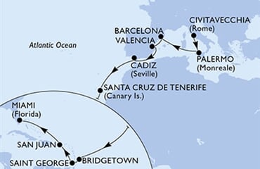 MSC Seaside - Itálie, Španělsko, Barbados, Grenada, Portoriko, ... (z Civitavecchie)