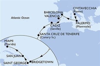 MSC Seaside - Itálie, Brazílie, Španělsko, Barbados, Grenada, ... (z Civitavecchie)
