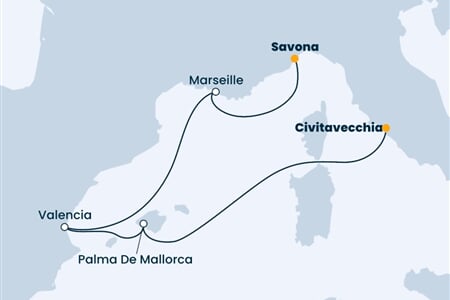 Costa Diadema - Itálie, Španělsko, Francie (z Civitavecchie)