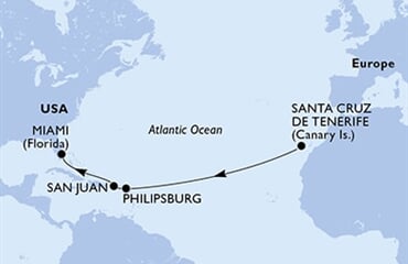 MSC Divina - Španělsko, Nizozemské Antily, Portoriko, USA (Santa Cruz de Tenerife)