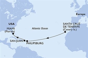 MSC Divina - Španělsko, Nizozemské Antily, Portoriko, USA (Santa Cruz de Tenerife)