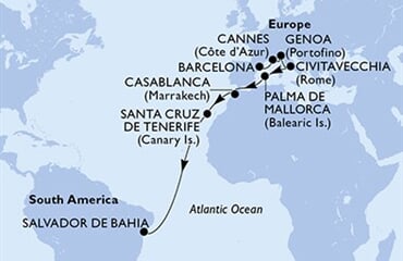 MSC Seaview - Španělsko, Francie, Itálie, Maroko, Brazílie (z Barcelony)