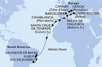 MSC Seaview - Španělsko, Francie, Itálie, Maroko, Brazílie (z Barcelony)