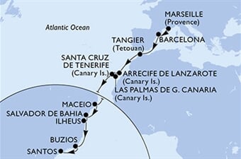 MSC Orchestra - Francie, Španělsko, Maroko, Brazílie (z Marseille)