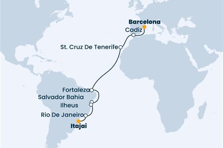 Costa Diadema - Španělsko, Brazílie (z Barcelony)