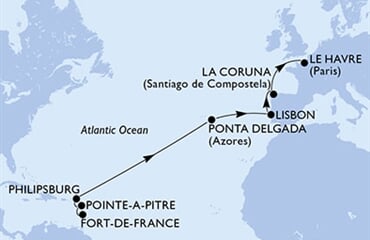MSC Virtuosa - Martinik, Guadeloupe, Nizozemské Antily, Brazílie, Portugalsko, ... (Fort-de-France)