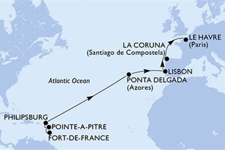 MSC Virtuosa - Martinik, Guadeloupe, Nizozemské Antily, Portugalsko, Španělsko, ... (Fort-de-France)