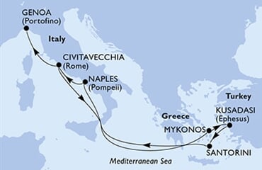 MSC Divina - Itálie, Brazílie, Řecko, Turecko (z Civitavecchie)