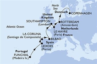 MSC Poesia - Portugalsko, Španělsko, Velká Británie, Francie, Nizozemí, ... (Funchal)