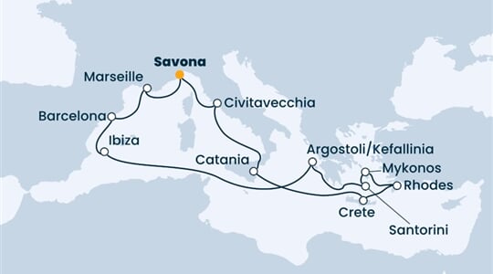 Costa Fortuna - Itálie, Řecko, Španělsko, Francie (ze Savony)