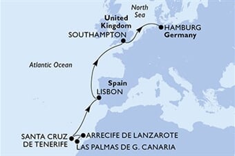 MSC Euribia - Španělsko, Portugalsko, Velká Británie, Německo (Las Palmas)