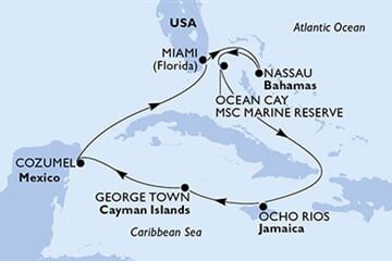 MSC Seascape - USA, Bahamy, Jamajka, Kajmanské o., Mexiko (z Miami)