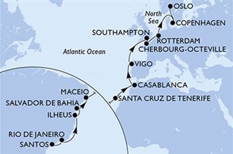 MSC Preziosa - Brazílie, Španělsko, Maroko, Velká Británie, Francie, ... (Santos)