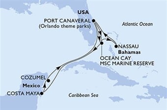 MSC Seashore - USA, Bahamy, Mexiko (z Port Canaveralu)