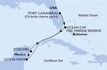 MSC Seashore - USA, Bahamy, Mexiko (z Port Canaveralu)