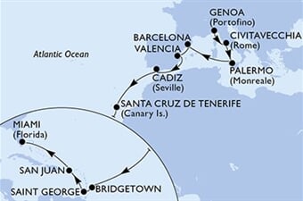 MSC Seaside - Itálie, Brazílie, Španělsko, Barbados, Grenada, ... (z Janova)