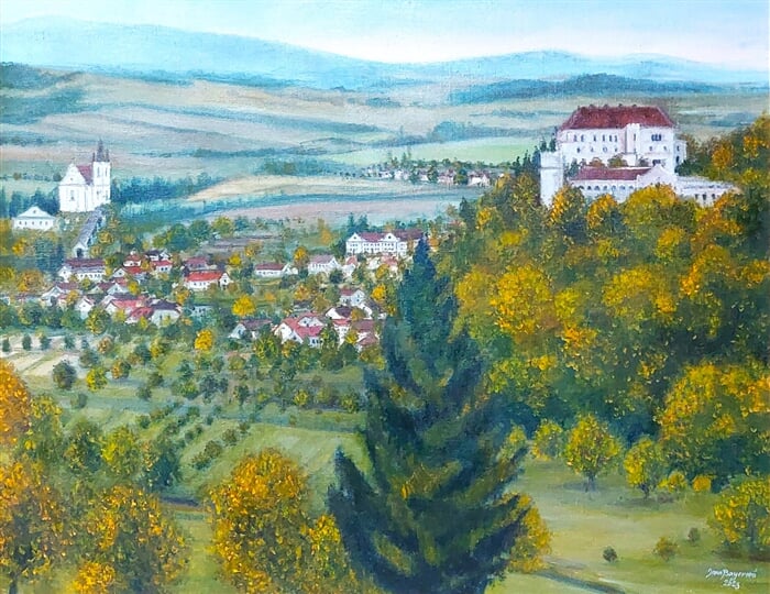 pohled na Letovice II. olej na plátně.90 x70 cm