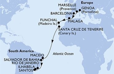 MSC Grandiosa - Itálie, Francie, Španělsko, Brazílie, Portugalsko (z Janova)