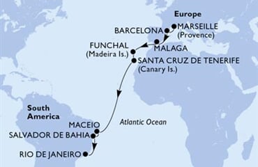 MSC Grandiosa - Francie, Španělsko, Brazílie, Portugalsko (z Marseille)
