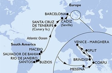 MSC Armonia - Brazílie, Španělsko, Itálie, Řecko, Chorvatsko (Santos)