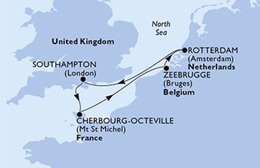 MSC Virtuosa - Velká Británie, Francie, Belgie, Nizozemí (ze Southamptonu)