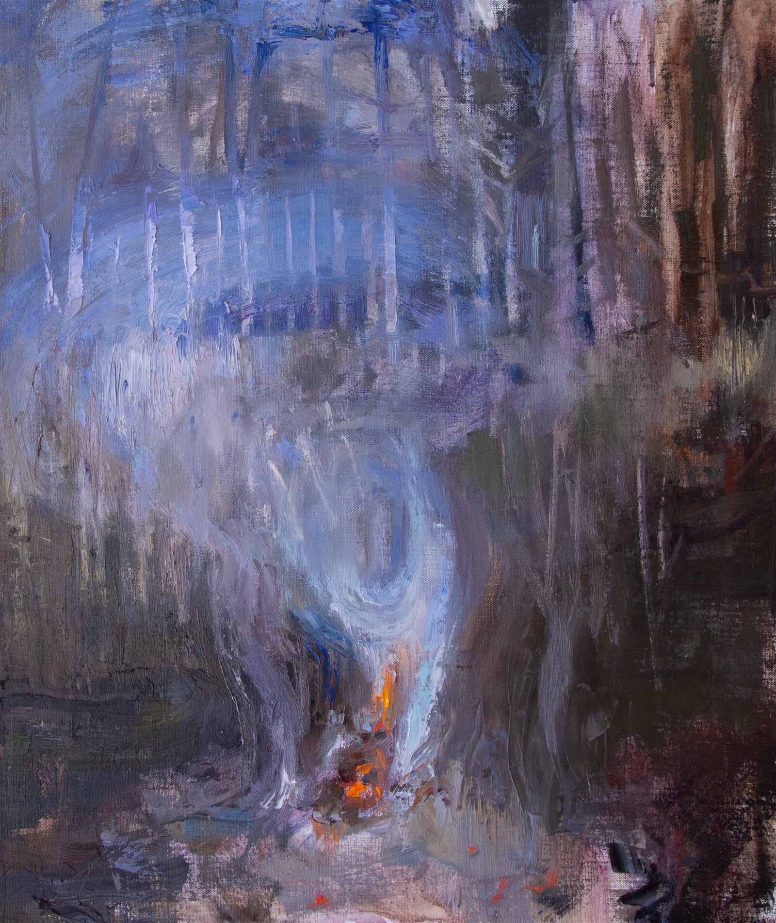 Adéla Topolová: Modrý dým, 65 × 55 cm