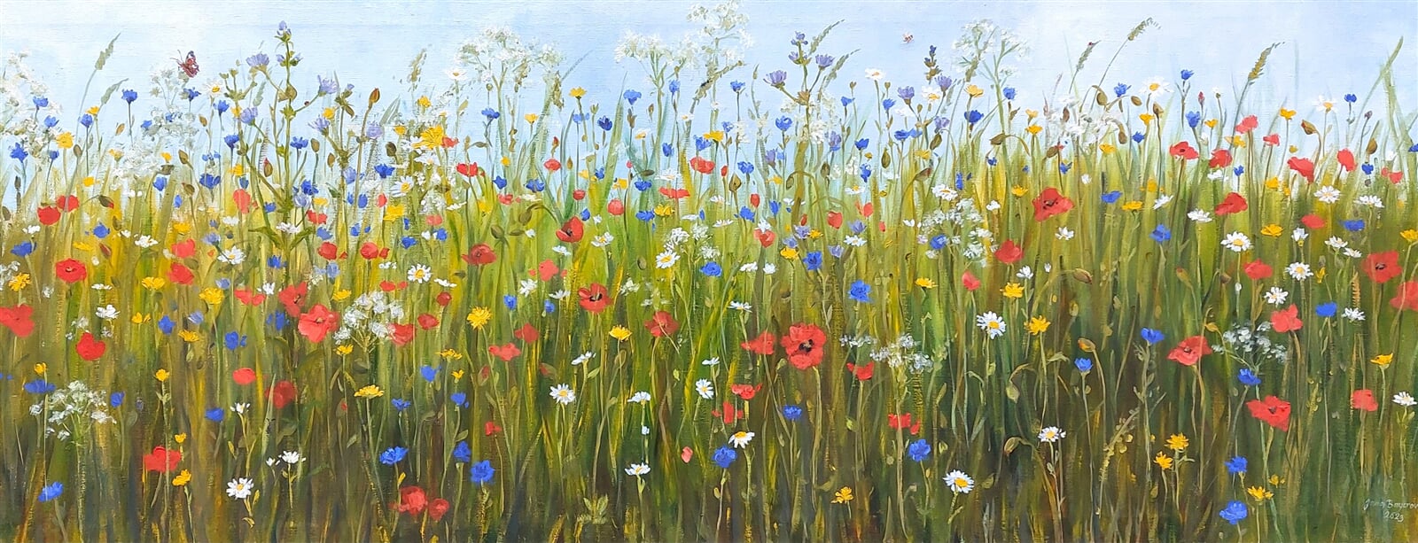 Jana Bayerová: Louka s vlčími máky, 70 × 200 cm