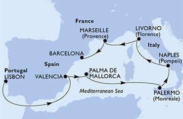 MSC Seaside - Portugalsko, Španělsko, Itálie, Francie (z Lisabonu)