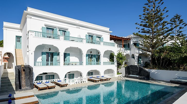 Hotel Armonia - Santorini: fotografie vybavení exteriérů a interiérů ubytování.
