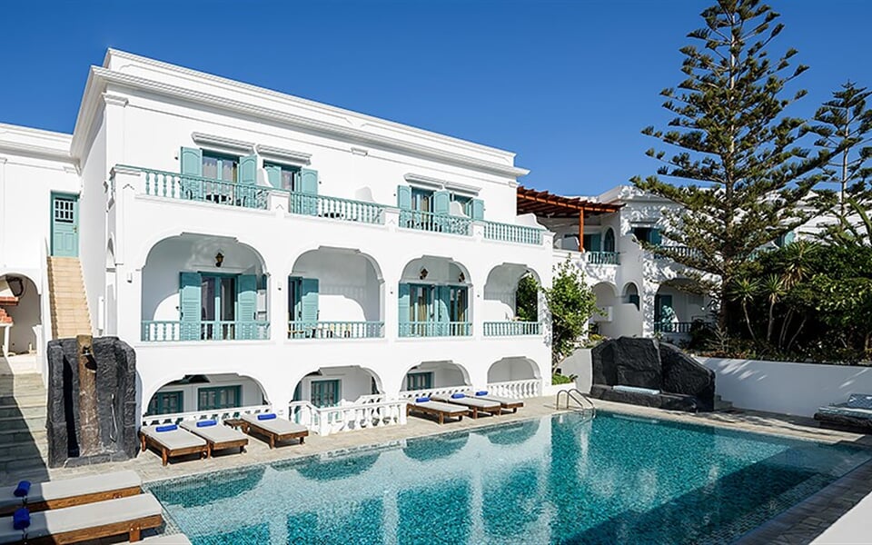 Hotel Armonia - Santorini: fotografie vybavení exteriérů a interiérů ubytování.