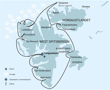 Trasa plavby Oceanwide Expedition OW-PLA06-25